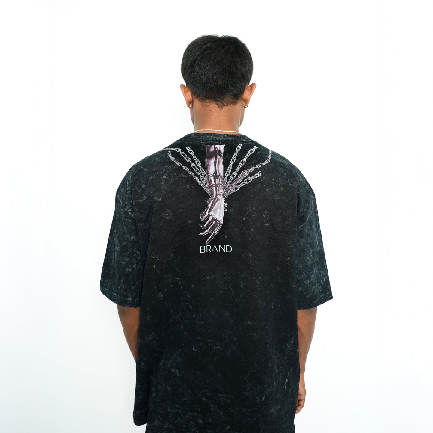 Premium METAL HAND unisex oversized T-shirt (black acid wash)