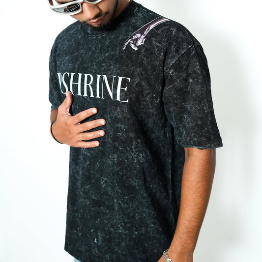 Premium DSHRINE unisex oversized T-shirt (black acid wash)